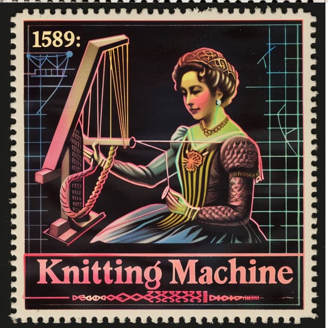 Knitting Machine Postage Stamp by Cubthinktank