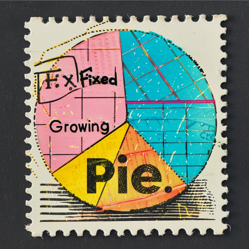 Vintage postage stamp about the growing pie of work