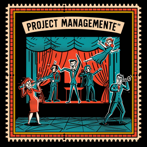 Vintage postage stamp about project management theatre